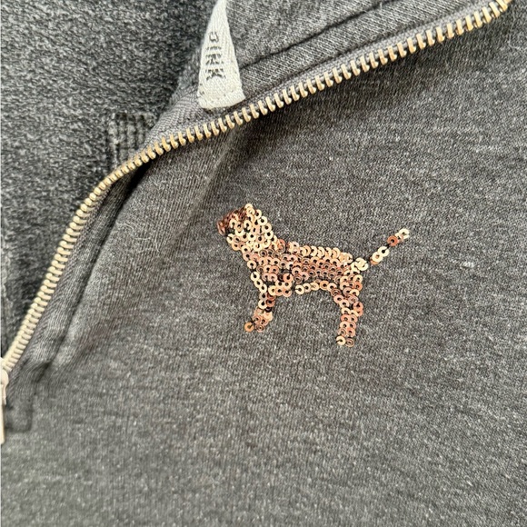 Victoria's Secret PINK Charcoal Sequence Quarter Zip - Picture 5 of 7